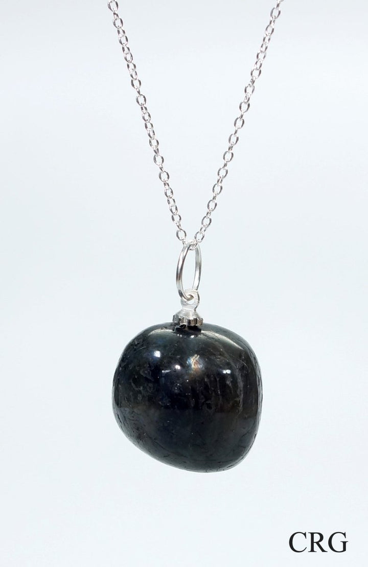 Labradorite Tumbled Pendant with Silver Bail (4 Pieces) Size 1.5 Inches Crystal Jewelry CharmCrystal River Gems