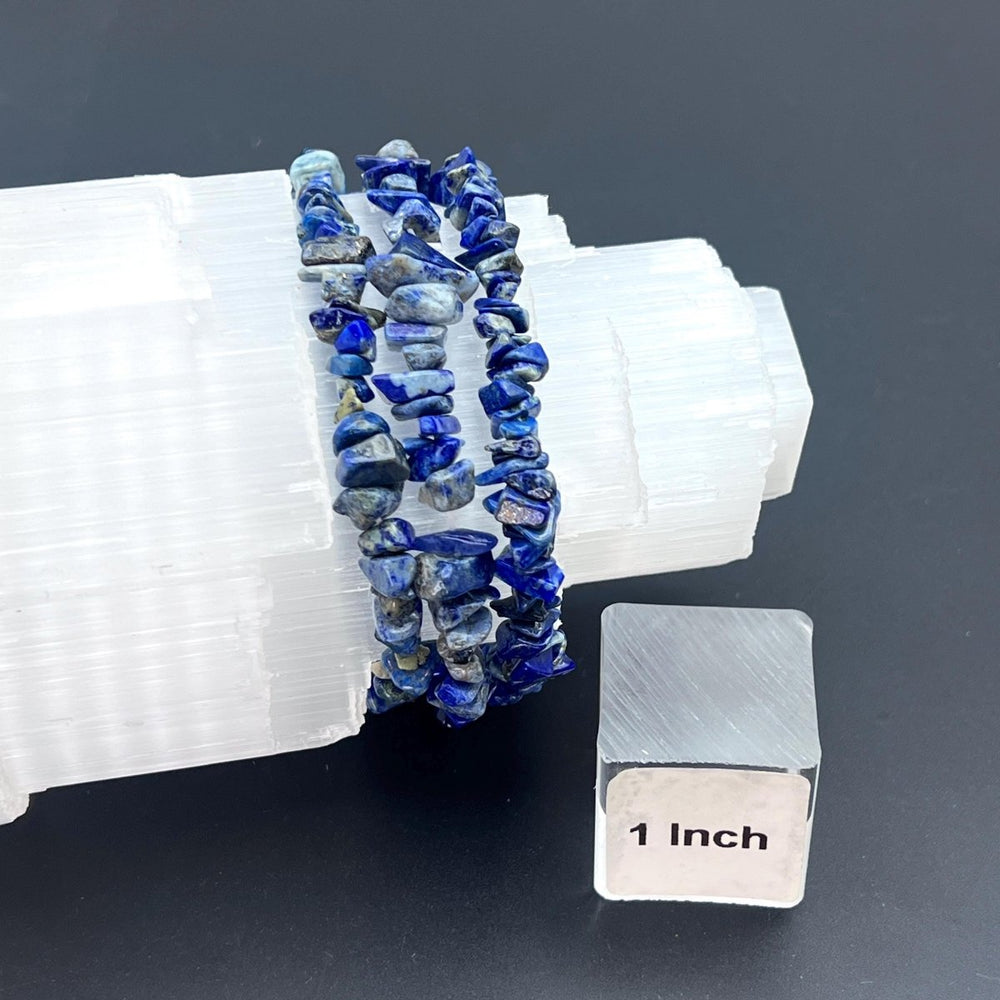 Lapis Lazuli Chip Bead Elastic Stretch BraceletCrystal River Gems