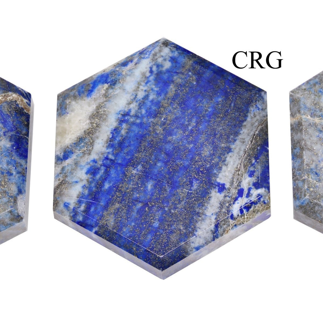 Lapis Lazuli Flat Faceted Hexagon Palm Stone (2 Inches) (3 Pcs)Crystal River Gems