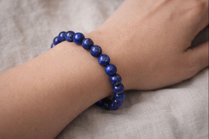 Lapis Lazuli Round Bead Stretch Bracelet (8 mm) (UV Reactive)Crystal River Gems