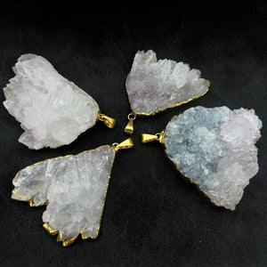 Large Quartz Cluster Pendant with Gold Bail (1 Piece)