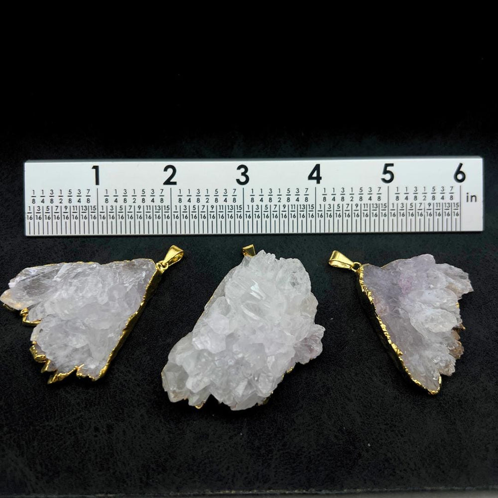 Large Quartz Cluster Pendant with Gold Bail (1 Piece) Size 1 to 3 Inches Crystal Jewelry CharmCrystal River Gems