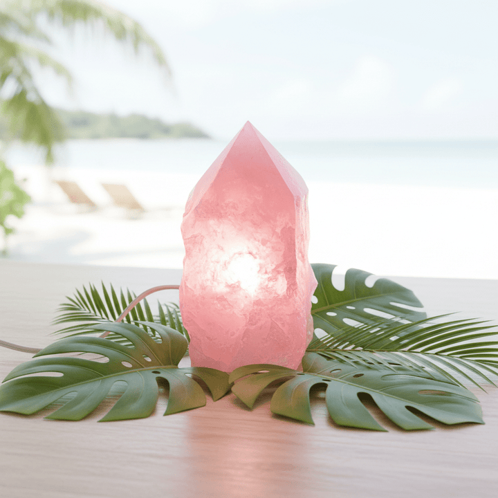 Large Quartz Gemstone Top Polished Point Lamp with Cord and BulbCrystal River Gems