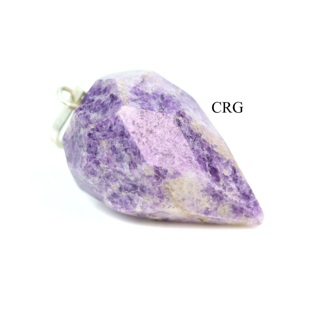 Lepidolite Drop Pendant (1 Inch) (4 Pcs) Silver - Plated Bail Faceted Drop Gemstone CharmCrystal River Gems