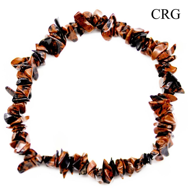 Mahogany Obsidian Chip Bead Bracelets (4 Pieces) Size 4 to 7 mm Crystal Stretch Jewelry