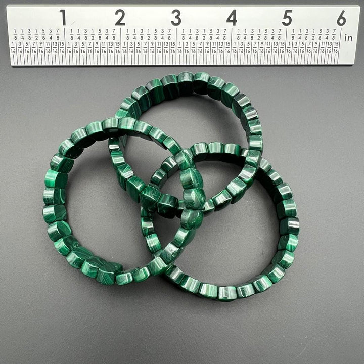 Malachite 11mm Rectangle Bead Stretch BraceletCrystal River Gems