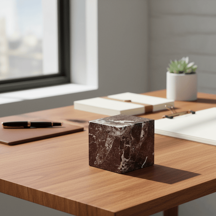 Marble Cube Desk Paperweight ( 4 inches ) Gemstone Office DecorCrystal River Gems