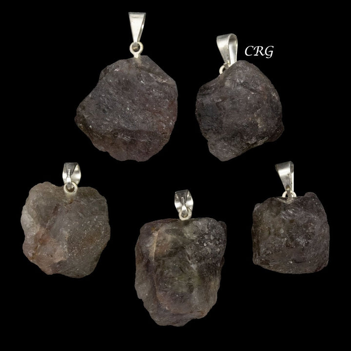Melody Stone Rough Pendant with Silver Plated Bail (0.5 Inch) (5 Pieces)Crystal River Gems
