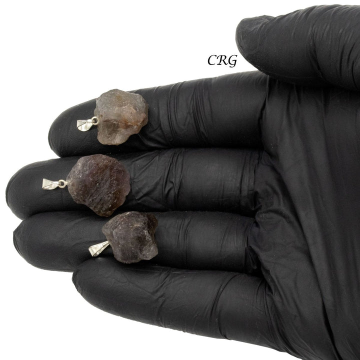 Melody Stone Rough Pendant with Silver Plated Bail (0.5 Inch) (5 Pieces)Crystal River Gems