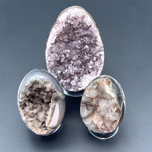 Mixed Agate and Amethyst Druzy Egg