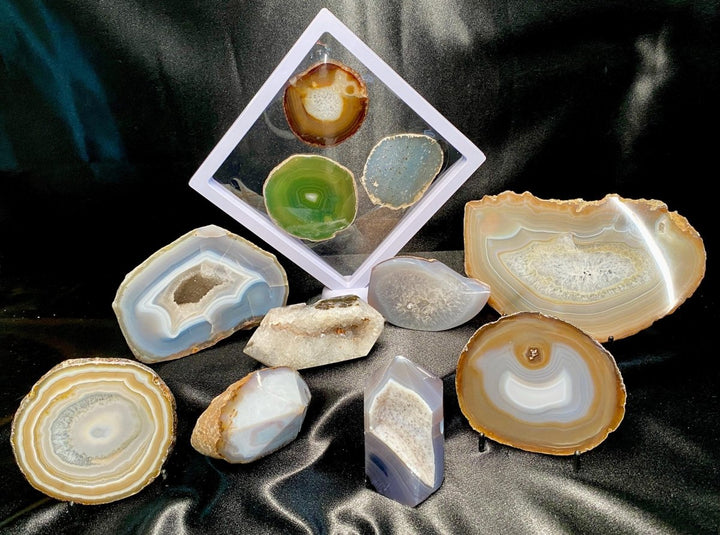 Mixed Agate Lot (9 Pieces) Bulk Wholesale Gemstone Décor CollectionCrystal River Gems