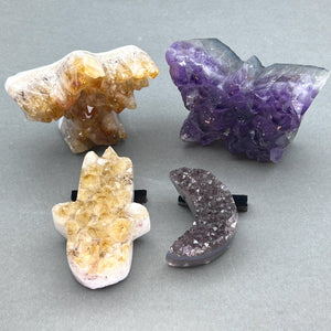 Mixed Amethyst and Citrine Druzy Crystal Shapes