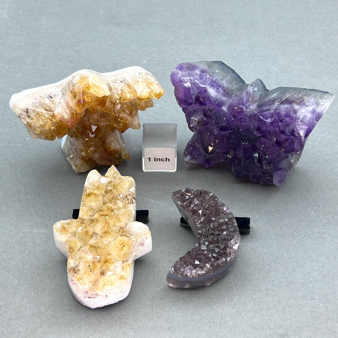 Mixed Amethyst and Citrine Druzy Crystal ShapesCrystal River Gems