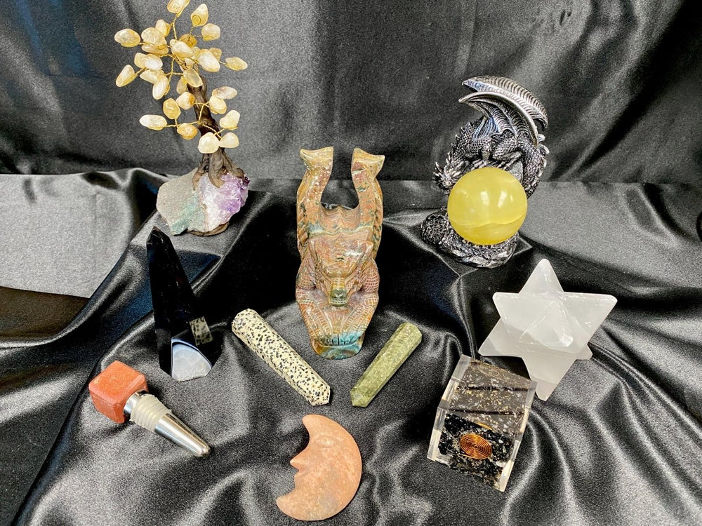 Mixed Carvings Bundle Lot (11 Pieces) Bulk Wholesale Gemstone Décor CollectionCrystal River Gems