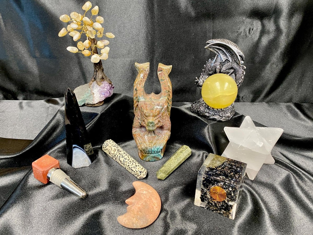 Mixed Carvings Bundle Lot (11 Pieces) Bulk Wholesale Gemstone Décor CollectionCrystal River Gems