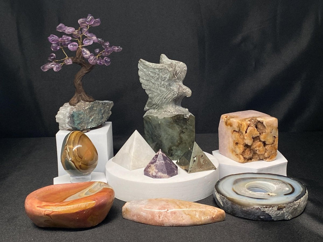 Mixed Crystals and Carvings Bundle Lot (10 Pieces) Bulk Wholesale Gemstone Décor CollectionCrystal River Gems