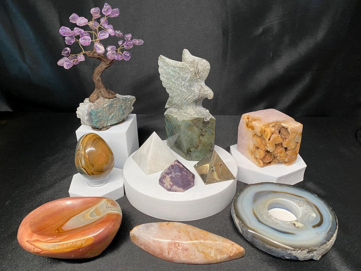 Mixed Crystals and Carvings Bundle Lot (10 Pieces) Bulk Wholesale Gemstone Décor CollectionCrystal River Gems