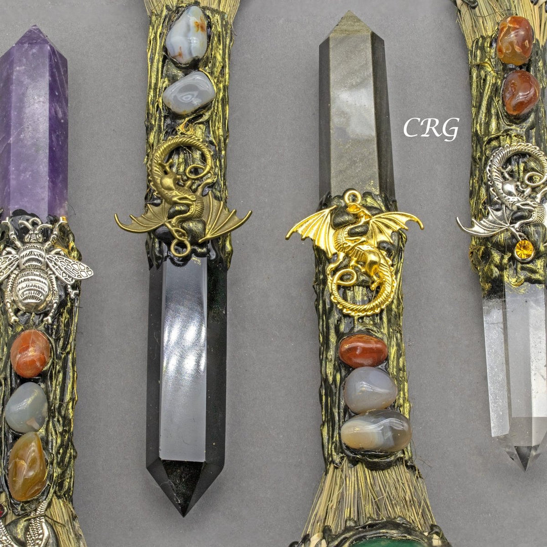 Mixed Gemstone Broom Wand 1 qtyCrystal River Gems