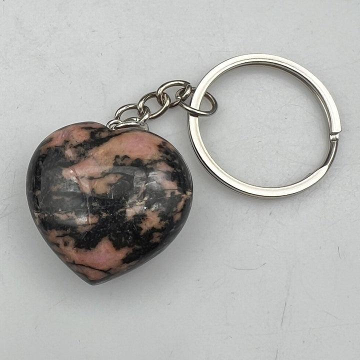Mixed Gemstone Hearts Stainless Steel Keychain (4 Pieces)Crystal River Gems