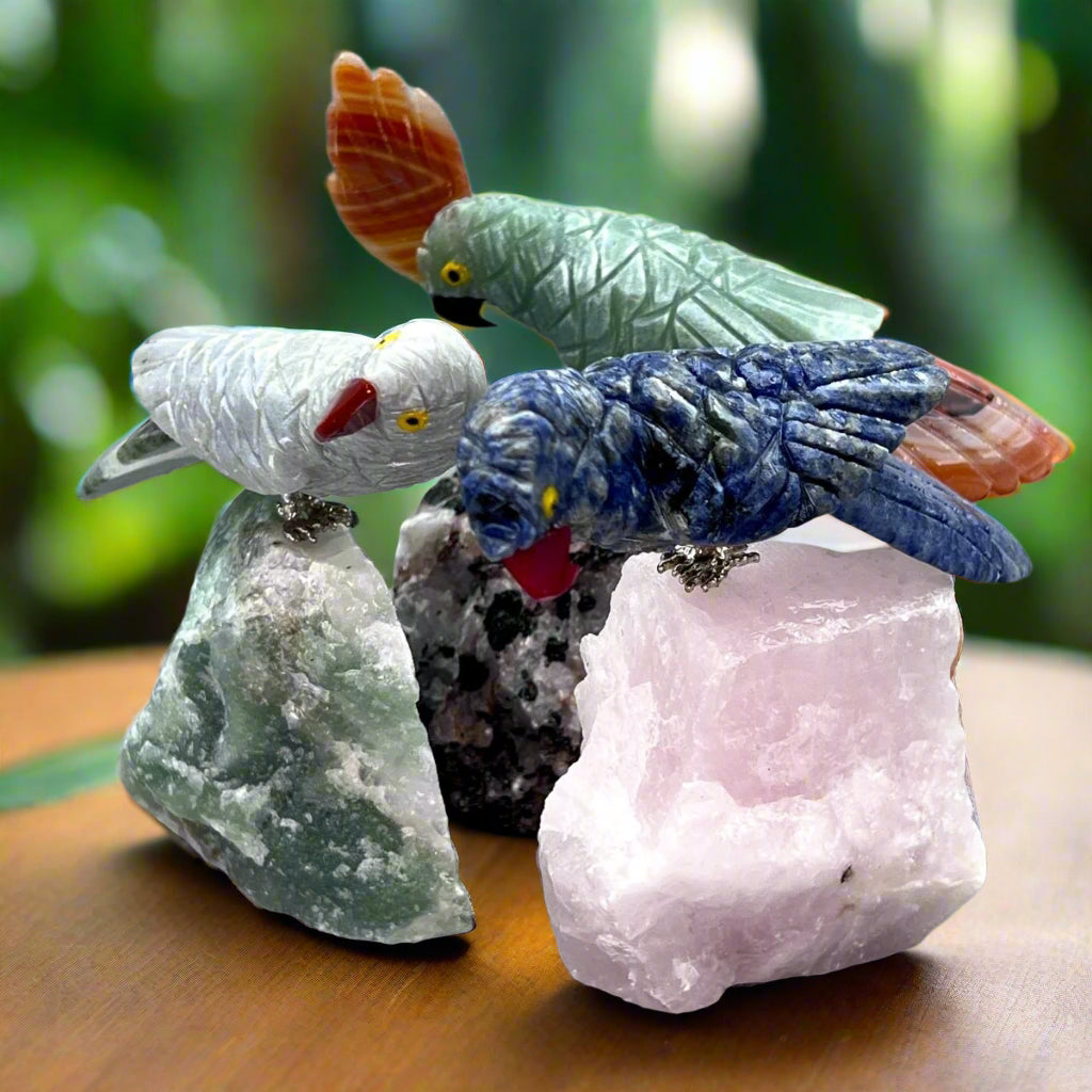 Mixed Gemstone Large Bird Animal Figurine with Removable Stone BaseCrystal River Gems