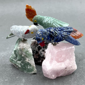 Mixed Gemstone Large Bird Animal Figurine with Removable Stone Base