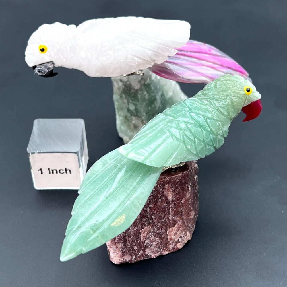 Mixed Gemstone Medium Bird Animal Figurine on Removable Stone BaseCrystal River Gems