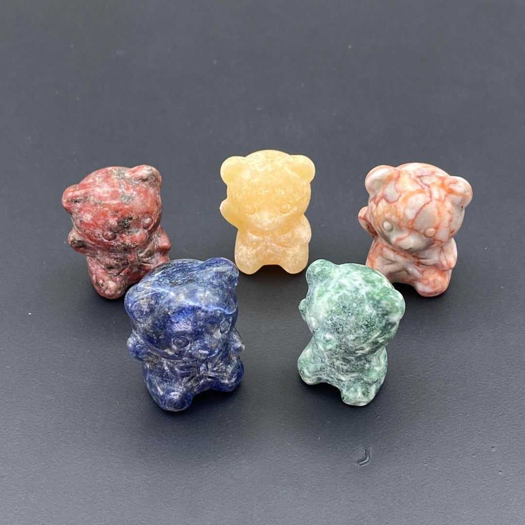 Mixed Gemstone Mini Teddy Bear FigurineCrystal River Gems