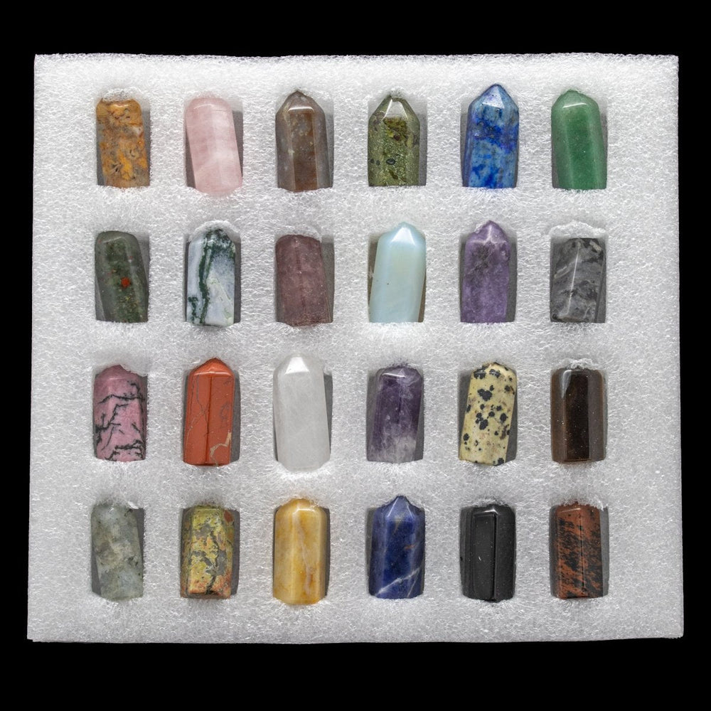 Mixed Gemstone Mini Towers (24 Pieces) Size 1.5 Inches Assorted Crystal Home Decor