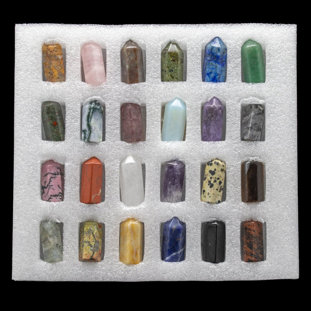 Mini Stones Mixed Gemstone Mini Towers (24 Pieces) Size 1.5 Inches Assorted Crysta ...