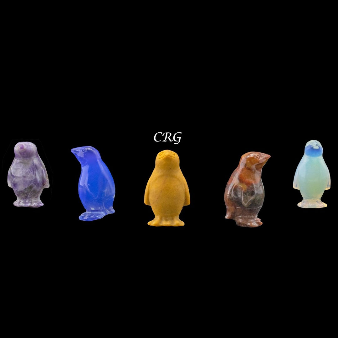 Mixed Gemstone Penguins (4 Pieces) Size 1.5 Inches Assorted Crystal Animal Carvings