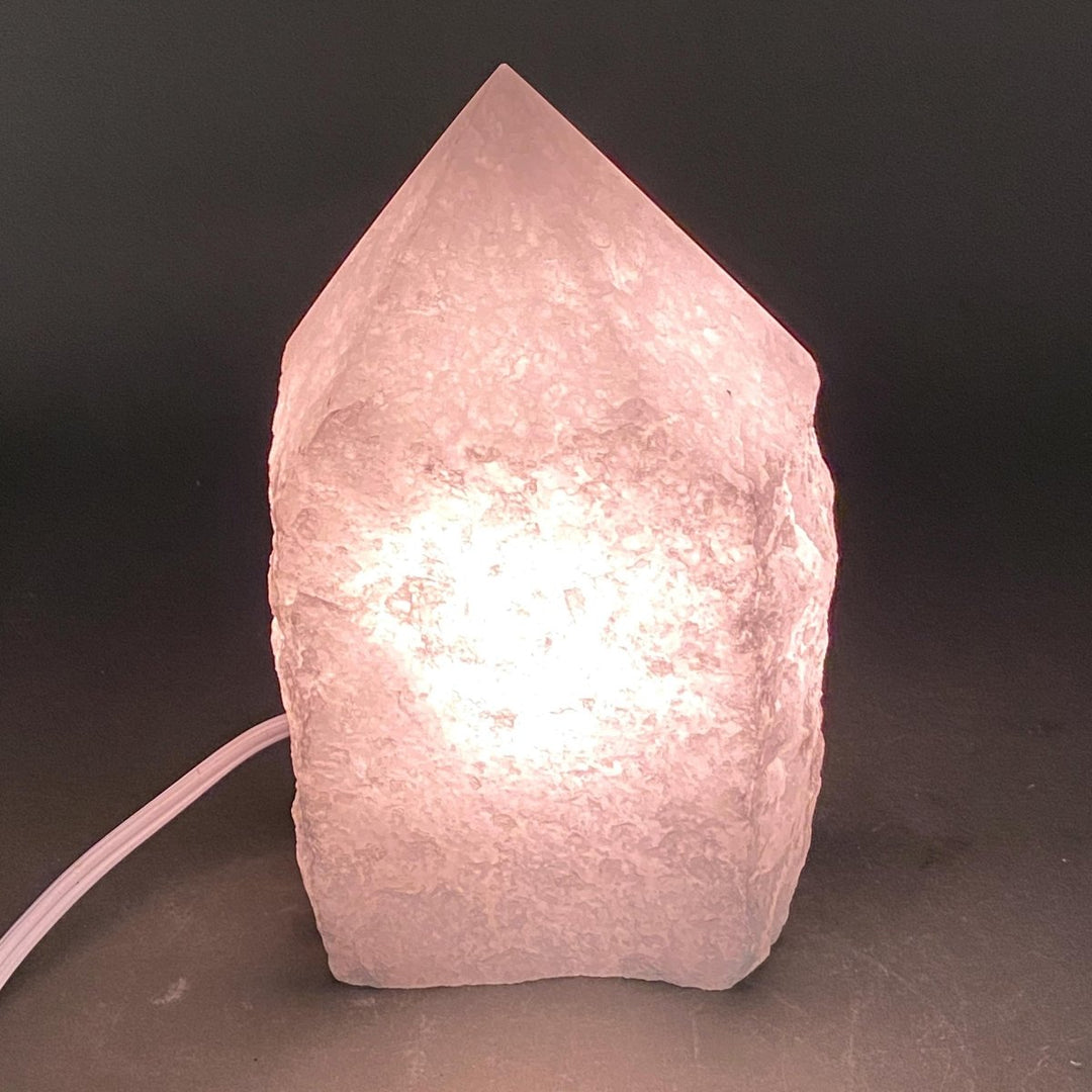 Mixed Gemstone Top Polished Point Lamp with Cord and BulbCrystal River Gems