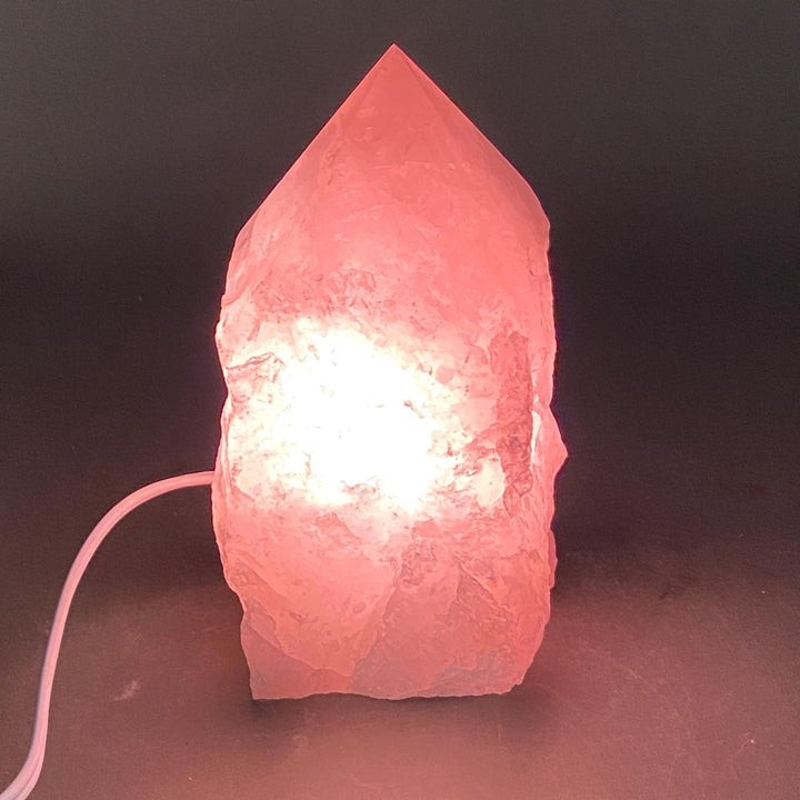 Mixed Gemstone Top Polished Point Lamp with Cord and BulbCrystal River Gems