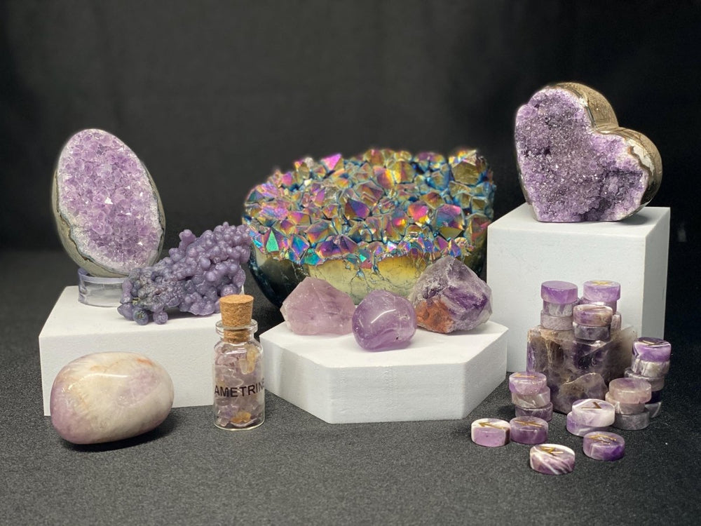 Mixed Purple Crystal Bundle Lot (11 Pieces) Bulk Wholesale Gemstone Décor CollectionCrystal River Gems