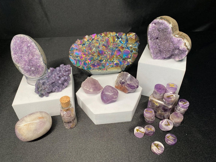 Mixed Purple Crystal Bundle Lot (11 Pieces) Bulk Wholesale Gemstone Décor CollectionCrystal River Gems