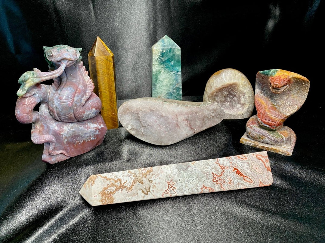 Mixed Reptiles and Carvings Lot (7 Pieces) Bulk Wholesale Gemstone Décor CollectionCrystal River Gems