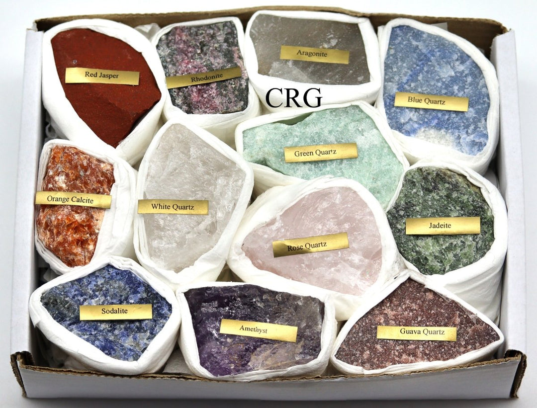 Mixed Rough Minerals Small Flat (12 Pieces) Size 1.25 to 2.5 Inches Assorted Crystal Gemstone FlatCrystal River Gems