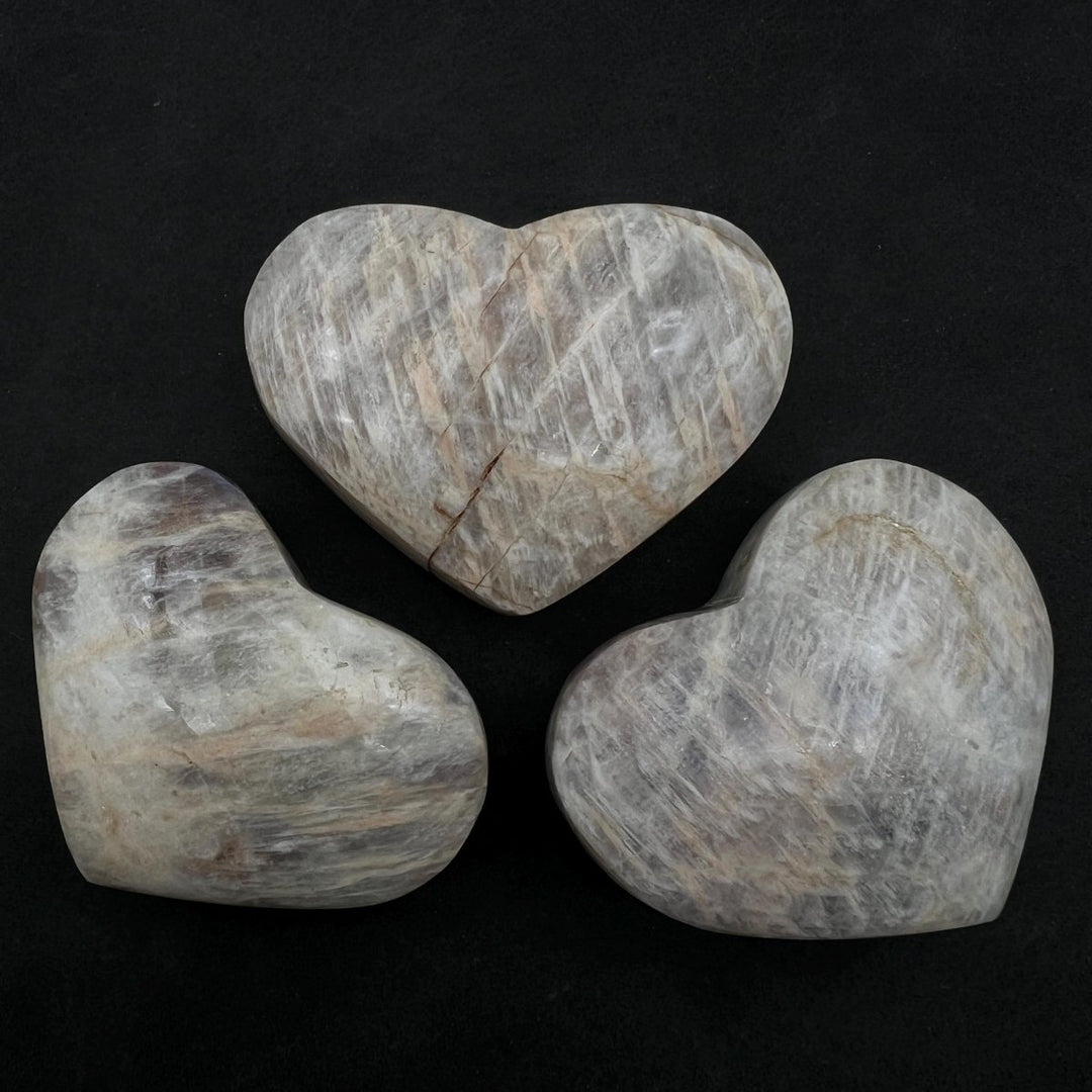 Moonstone Polished HeartsCrystal River Gems