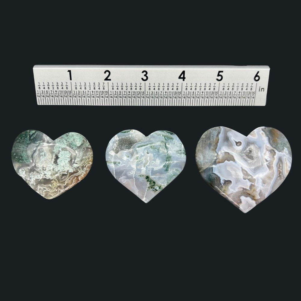 Moss Agate Heart Shape Gemstone CarvingCrystal River Gems