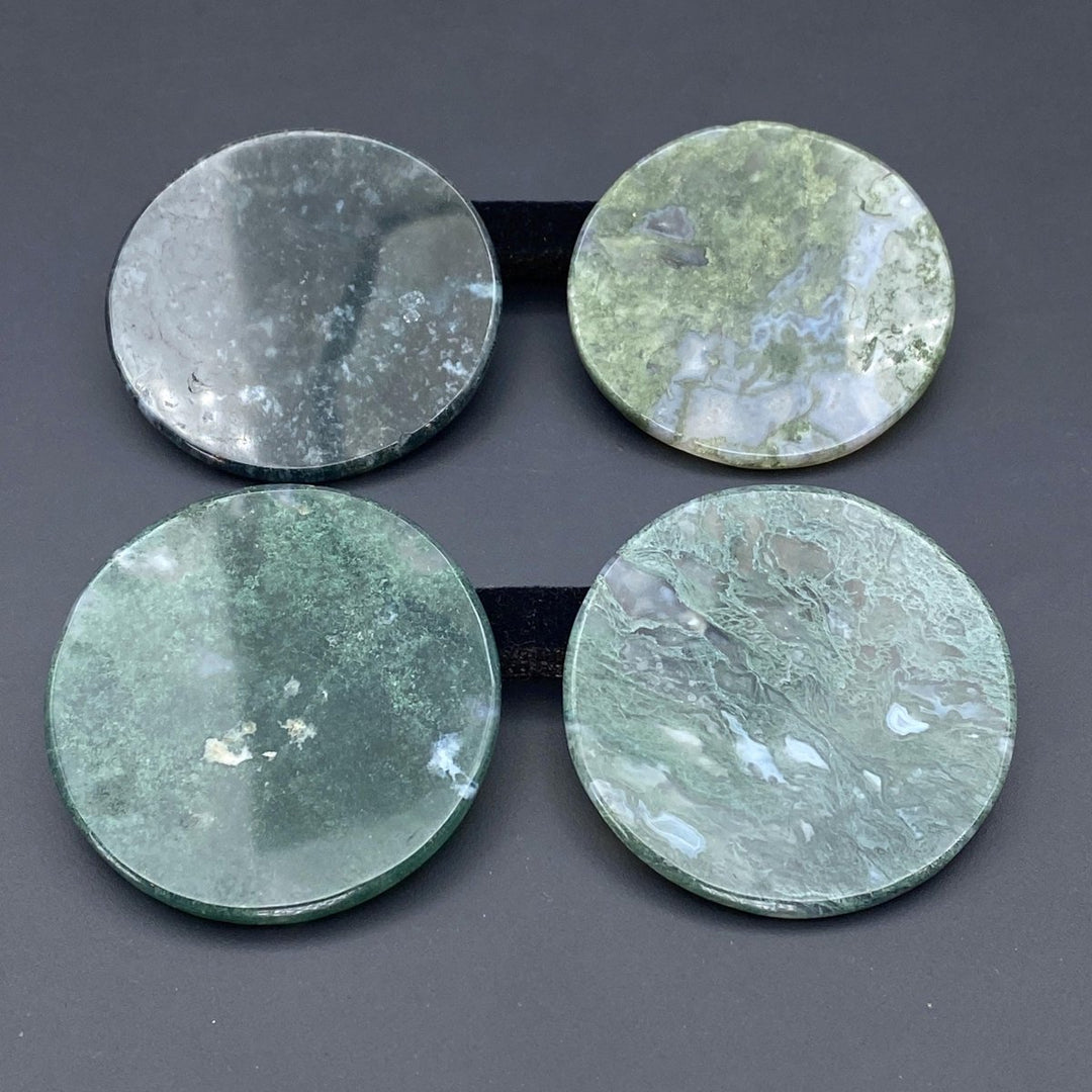 Moss Agate Polished Thin Coin DiskCrystal River Gems