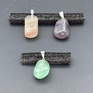 Multicolor Fluorite Mini Tumbled Silver Bail Pendant
