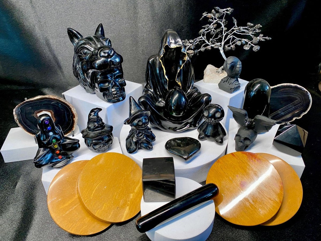 Obsidian Carvings Bundle Lot (21 Pieces) Bulk Wholesale Gemstone Décor CollectionCrystal River Gems