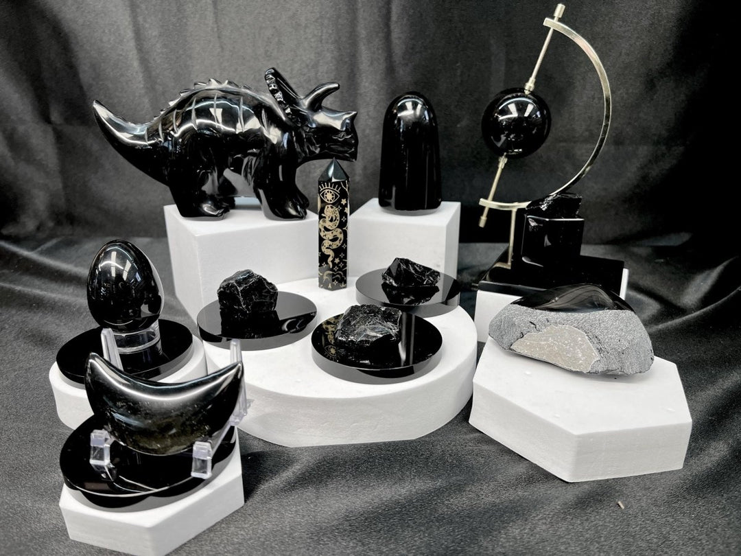 Obsidian Crystal Bundle Lot (14 Pieces) Bulk Wholesale Gemstone Décor CollectionCrystal River Gems