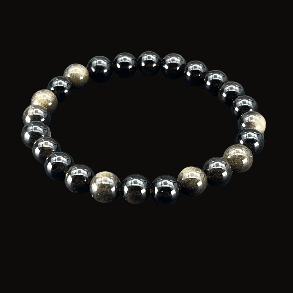 Obsidian Golden Sheen Round Bead Stretch Bracelet (8 mm)Crystal River Gems