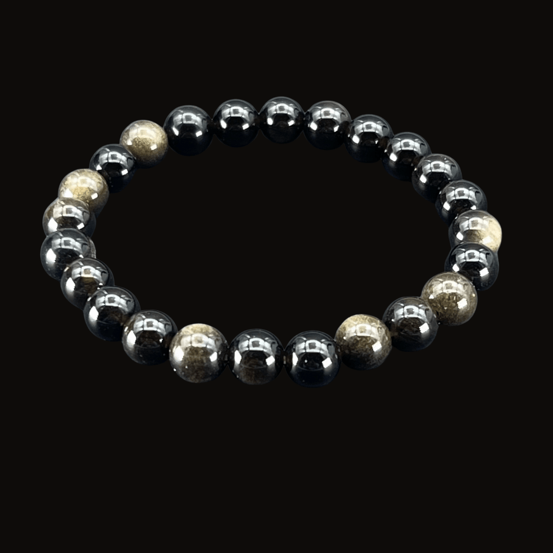 Obsidian Golden Sheen Round Bead Stretch Bracelet (8 mm)Crystal River Gems