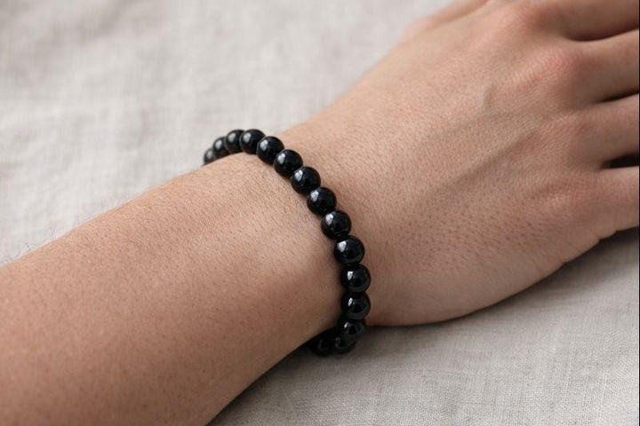 Obsidian Round Bead Stretch Bracelet (8 mm)Crystal River Gems