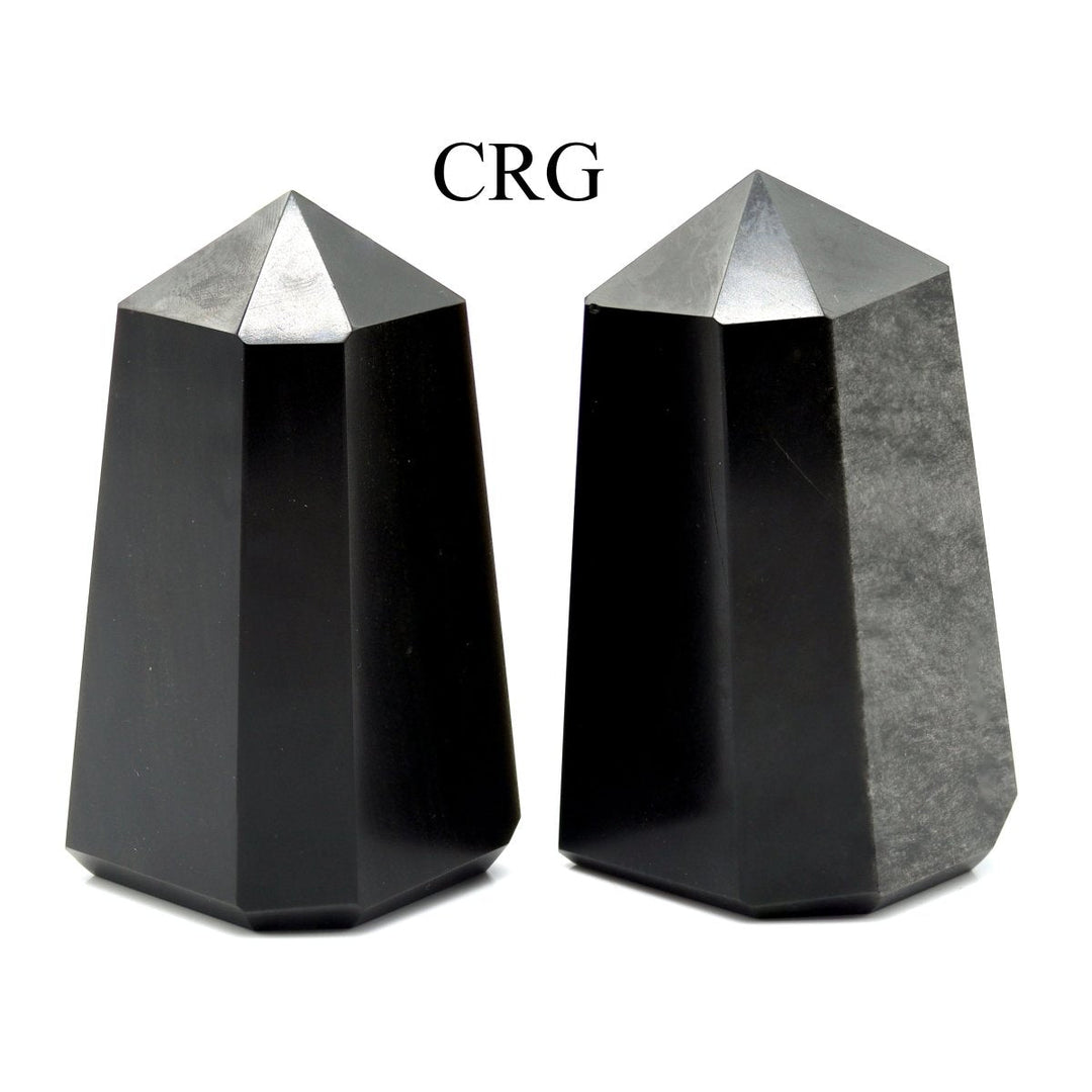 Obsidian Silver Sheen Point (1 Piece) Size 3 to 5 Inches Standing Crystal Home Decor