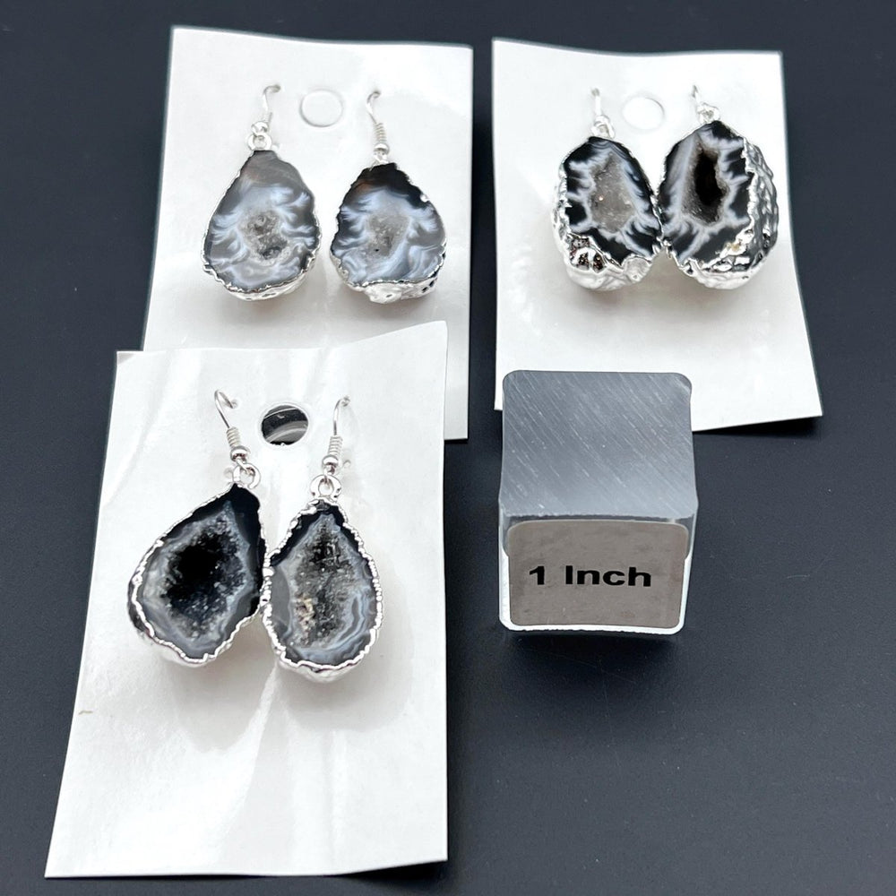 Oco Geode Half Silver Plated EarringsCrystal River Gems