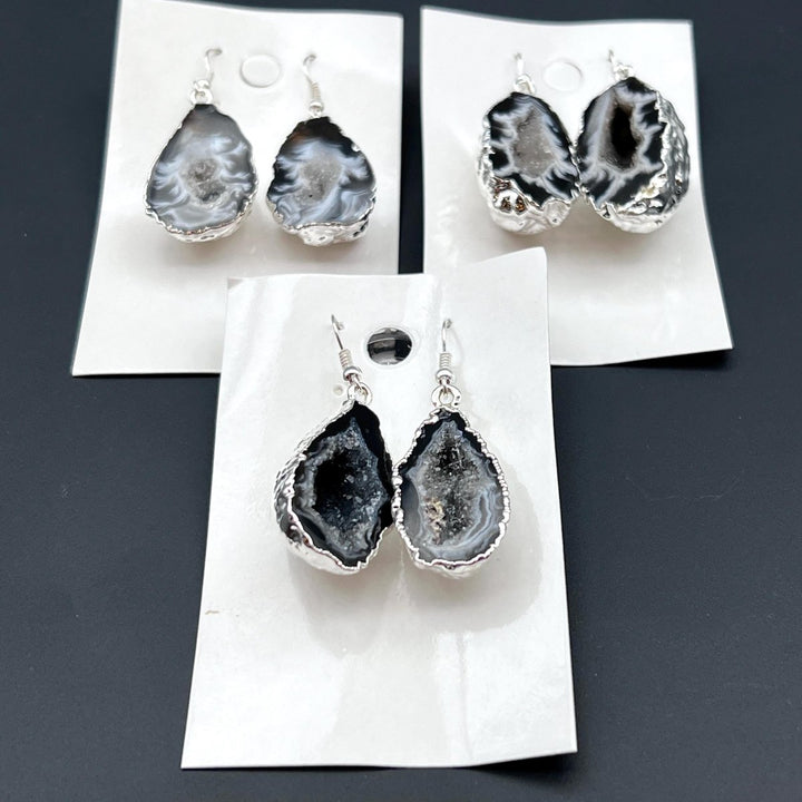 Oco Geode Half Silver Plated EarringsCrystal River Gems