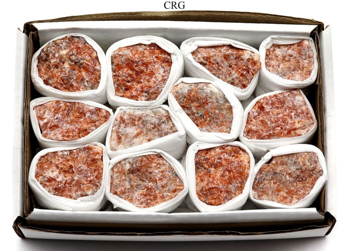 Orange Calcite Rough Brazilian Rock Small Flat (12 Pieces) Size 1.25 to 2.5 Inches Bulk Wholesale LotCrystal River Gems