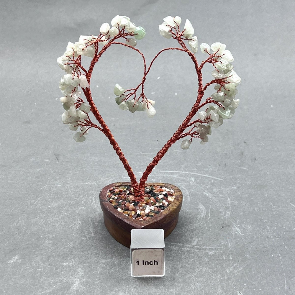 Pale Green Aventurine Chip Heart Tree with Soapstone Base and Copper WireCrystal River Gems